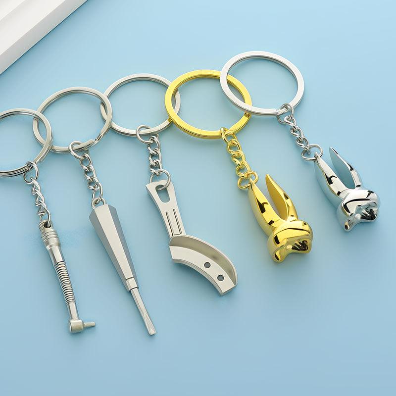 Mini Dental Tools Teeth Keychain Simulation Tooth Key Holder Clinic Promotion Gift