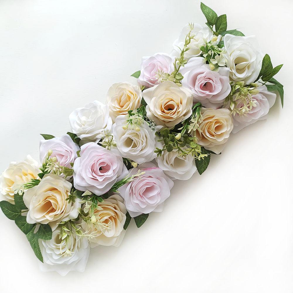 1Pc Simulated Outdoor Wedding Rose Green Plant Flower Row, for Outdoor Wedding Arch Table Decoration