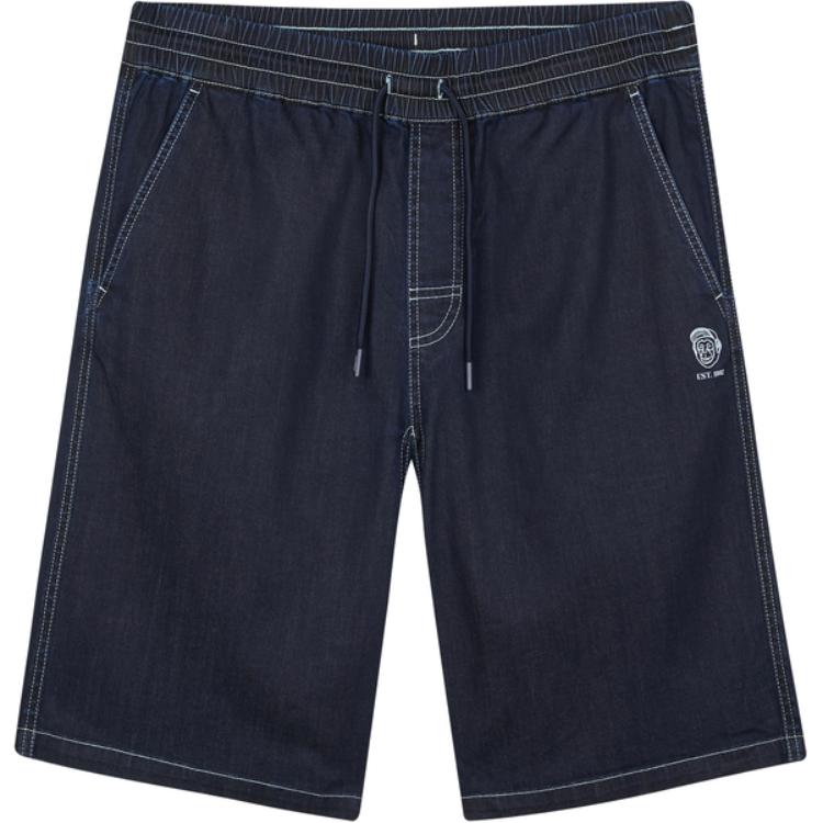 Skechers Solid Color Casual Loose Fashion Five-Point Denim Shorts Men shorts Dark-Denim-Blue L223M046-02UM XL