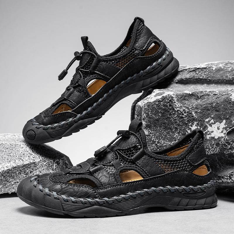 Fashion New Men's Sandals Summer Mesh Breathable Casual Shoes Anti Slip Beach Shoes Fashion Quality Outdoor Roman Style Walking Shoes