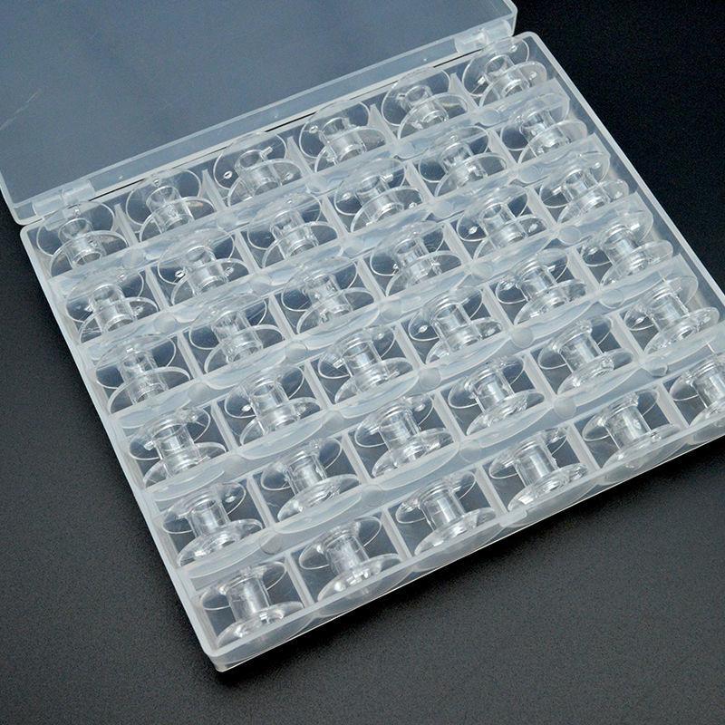 Transparent Plastic & Metal Bobbin Storage Box for Electric Sewing Machines - 5/6/5 Grid