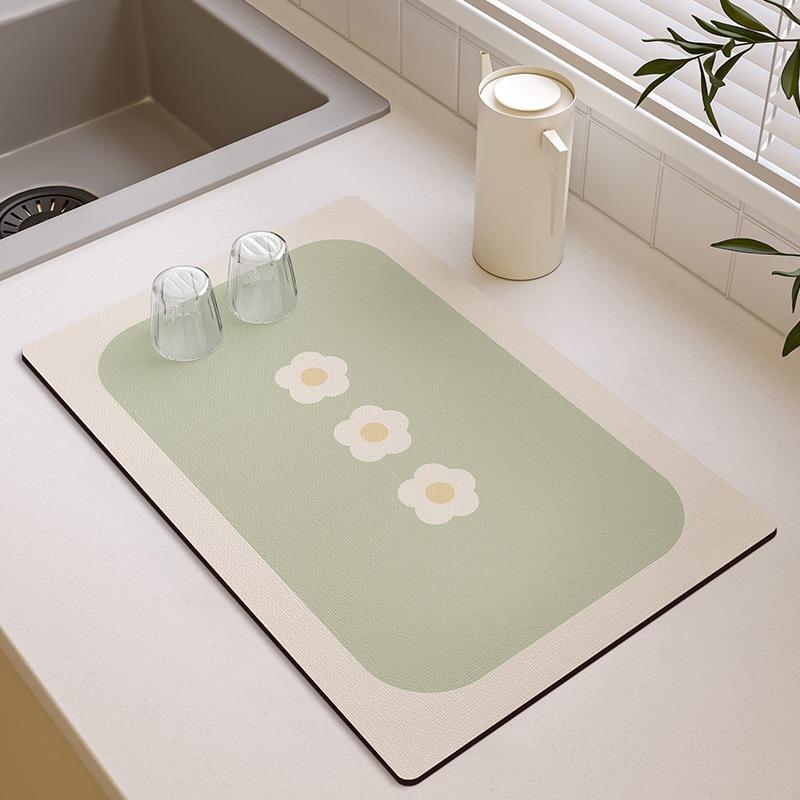 Small Fresh Kitchen Countertop Mat Dirt Resistant Heat-resistant Heat-insulating Pad Water Absorbing Quick Drying Anti Slip Pad