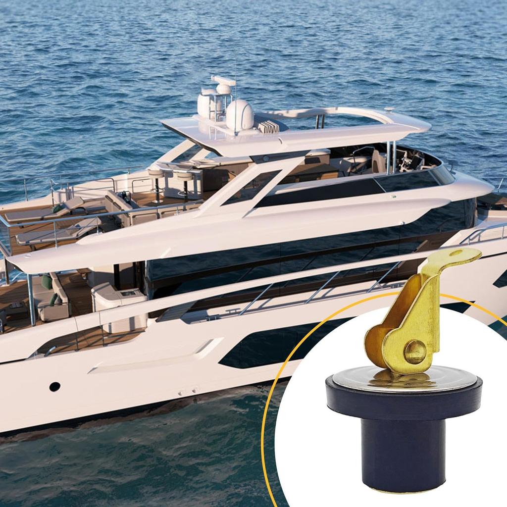 Drain Plug Boat Plug, 5/8" Marine Drain Plug, Brass Drain Plug with Handle, Rubber