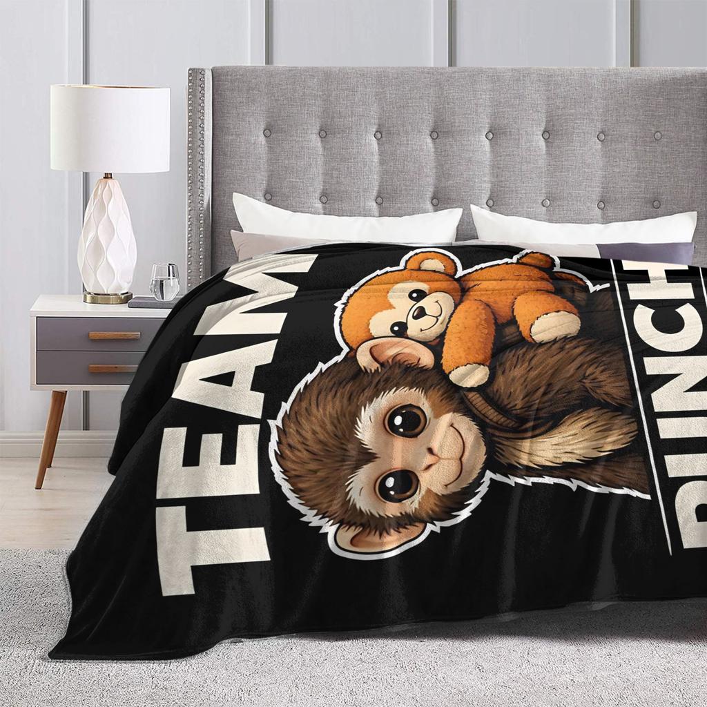 Team Punch Monkey Cute Baby Monkey Blanket Fleece Multifunction Super Soft Throw Blankets for Bedding Travel Rug Piece