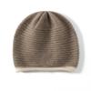 Women's 100% Pure Cashmere Ribbed Hat - Autumn/Winter Fashion, Warm, Cold-Proof, Color Block Design.