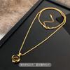 European and American retro coffee color tiger's eye stone beaded pearl necklace light luxury niche collarbone chain temperament advanced sense
