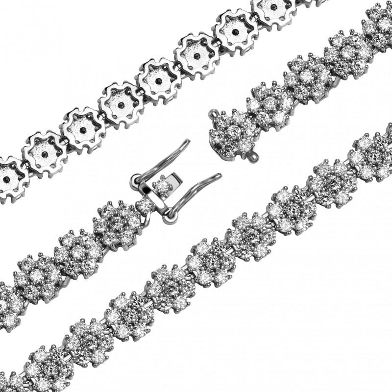 Gold Zircon Chain Necklace - Cool Tennis With Floral Design Hip Hop Style Men Women