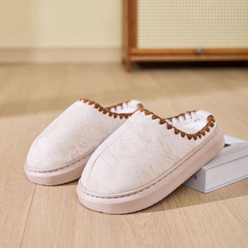 Winter Cotton Slippers for Keeping Warm At Home with Thick Velvet and Fur, Indoor Non Slip Cotton Slippers for Home Use