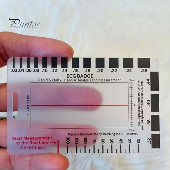 1/4Pcs Transparent EKG Calipers Reference Badge ID Cards Waterproof Wear-Resistant Mini Size EKG Interpretation Rulers