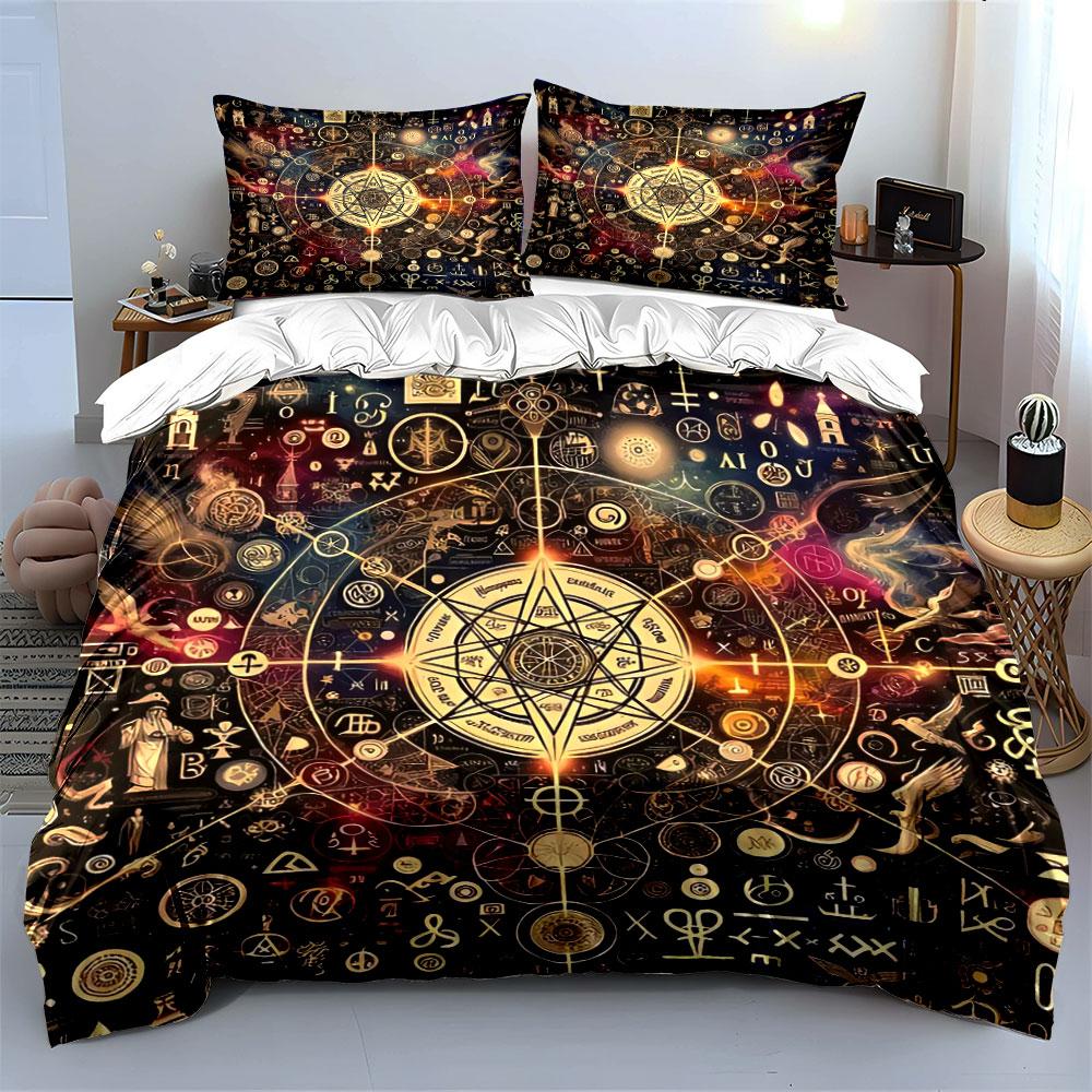 Mystical Symbols Art Decor Set Soft Comfortable Duvet Cover Bedding Set Included 1*Duvet Cover & 2*Pillowcases, Gift