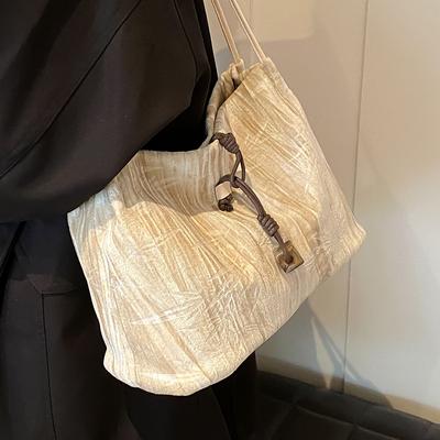 New Chinese Style Chinese Style Commuting Bucket Bag for Women's New One-shoulder Armpit Bag Large Capacity Hand Tote Bag