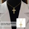Contemporary Crucifix Shaped Necklace Crystal Embellishments Hypoallergenically Titanium Alloy Jewelry Gift
