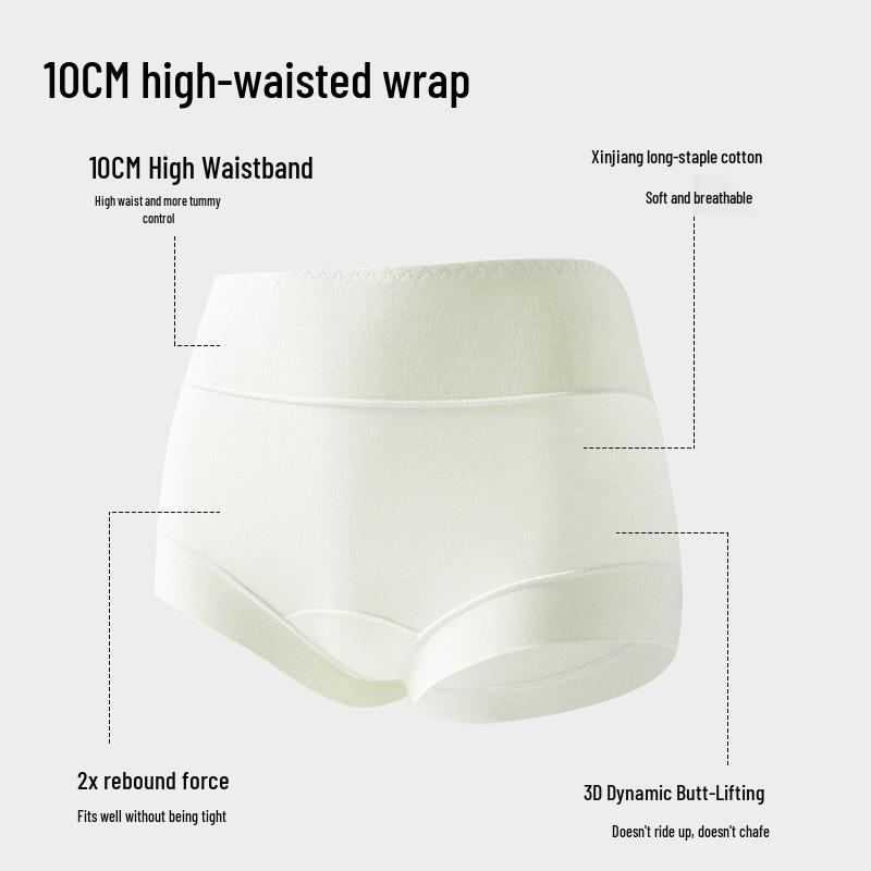 Women's Plus Size High-Waisted Hip-Lifting Flat-Leg Safety Pants with Antibacterial Pure Cotton and Extended Crotch