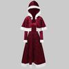 Womens Merry Christmas Velvet Long Sleeve  Festival Dress And Hooded Cape