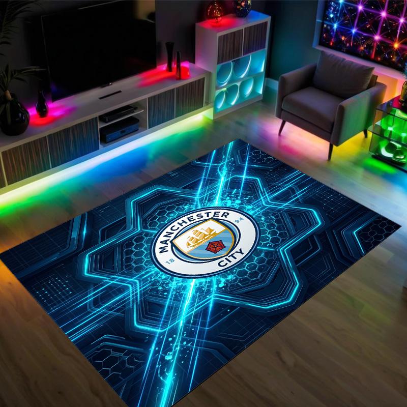 Manchester City Design Crystal Velvet Carpet Cozy Non?Slip Printed Rug For Bedroom Living Room Entrance