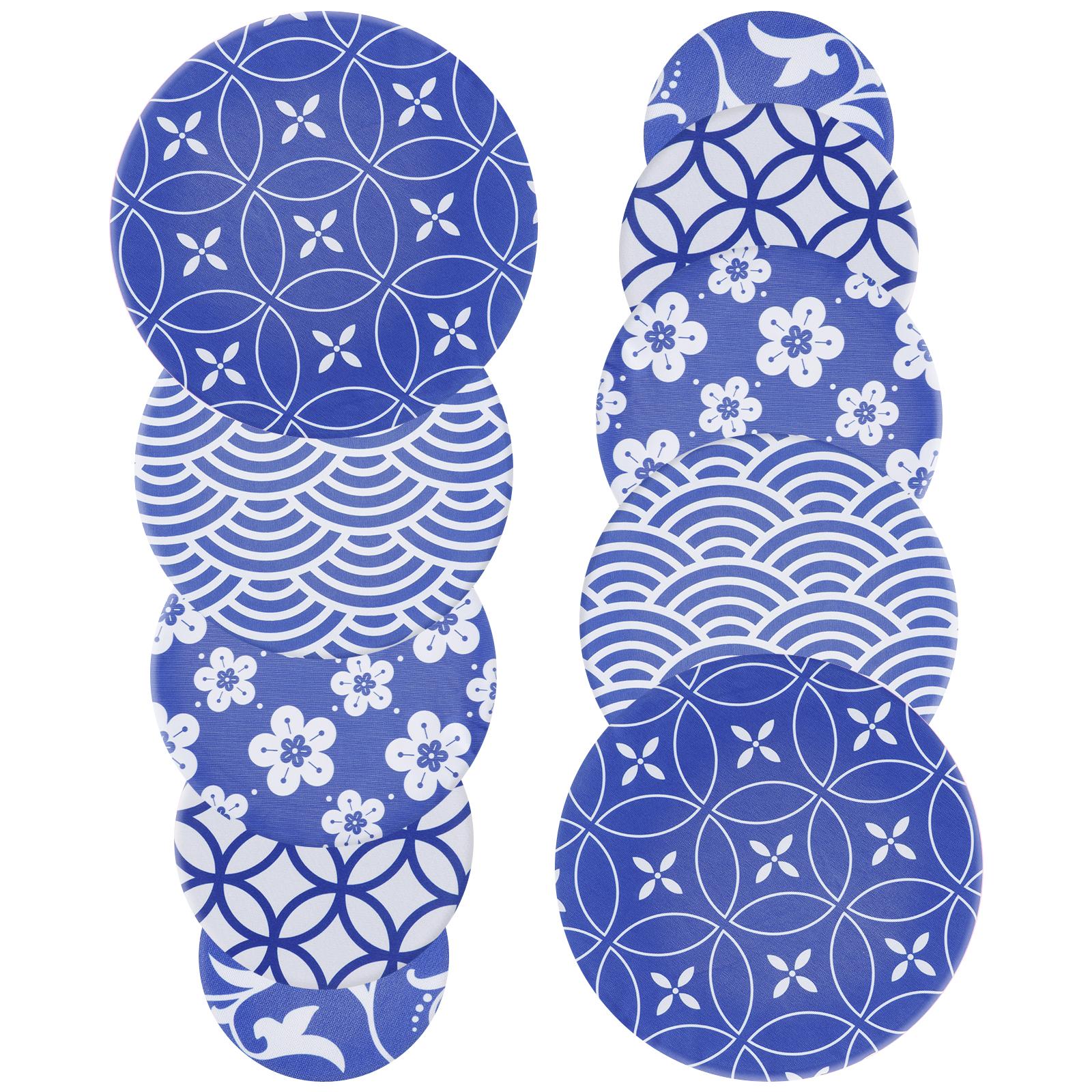 

10 Pcs Food Container Lid Set Reusable Elastic Fabric Cover Elastic Edge Food Storage Bowl Dust Cover for Glass Salad Bowls Jar синій