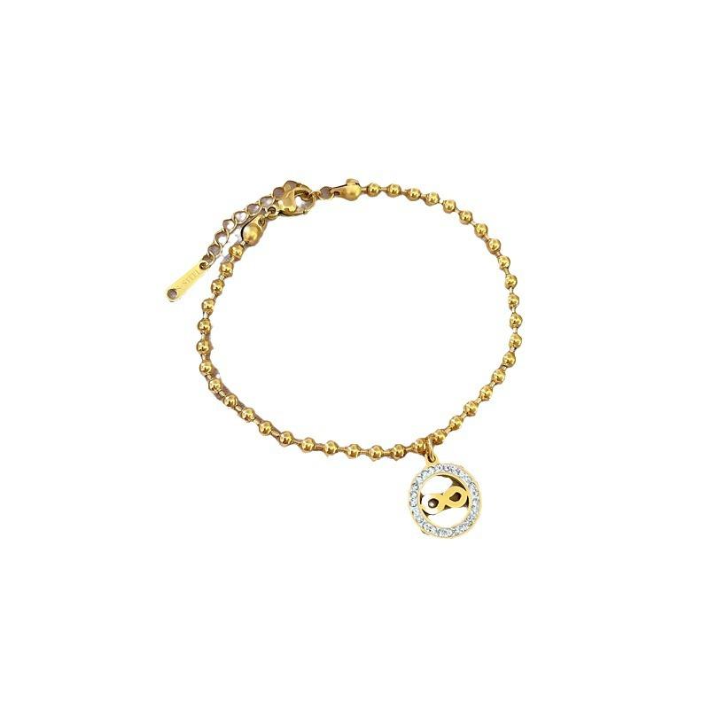 Titanium Steel Dongmen Personalized Round Bead 8-Character Ring Bracelet Female Retro Girlfriend Birthday Gift