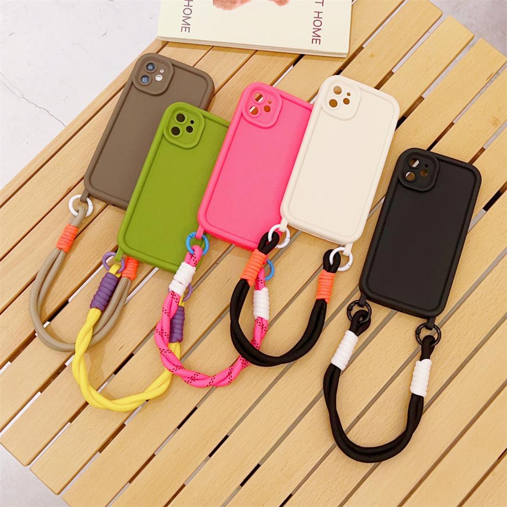 Wrist Strap Soft Phone Case for IPhone 16 15 14 Plus 13 12 11 Pro Max XS X XR Wristband Shockproof Protective Cover