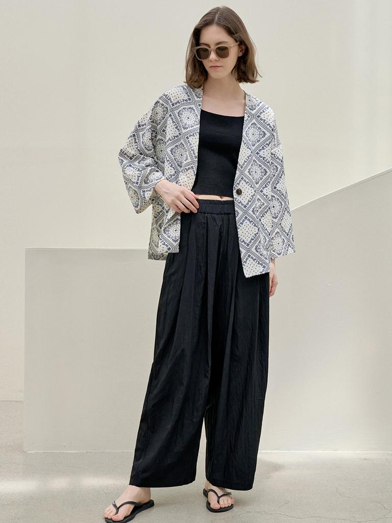 AVANT-G Summer Wide Banding Pants - Black