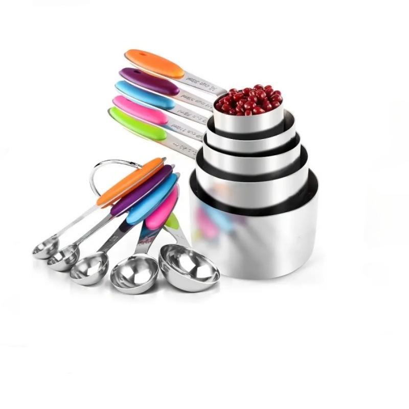 Stainless Steel Measuring Cup & Spoon Set - 10 Pieces