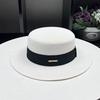 European French Celebrity Small Along Flat Top Straw Top Hat Women's Summer Travel Shade Sun Protection British Versatile Small Basin Hat