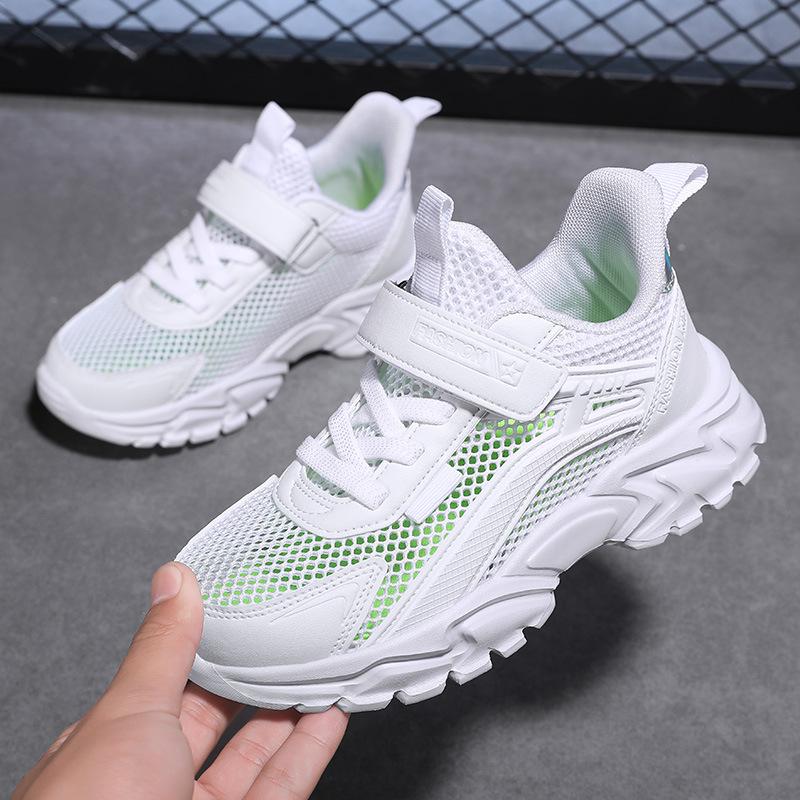 Children's sports shoes spring and summer mesh breathable middle and older children's casual running shoes boys and girls students low-top white shoes