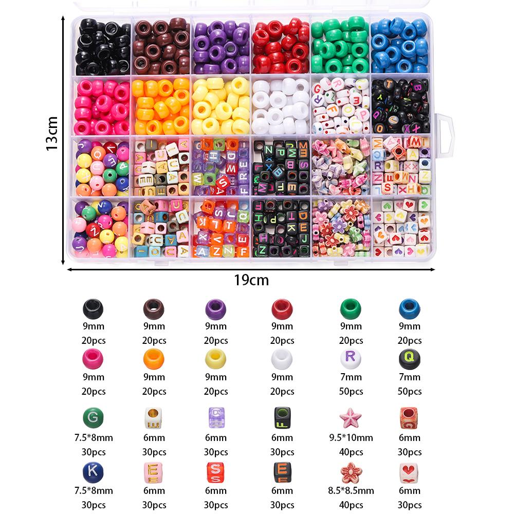 

680pcs/Box Colorful Acrylic Pony Bead Square Letter Clay Spacer Beads for DIY Bracelet Necklace Jewelry Making Accessories Kit