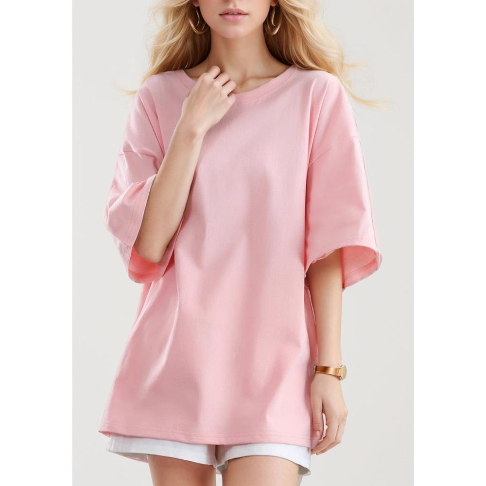 

DIMANAF 2024, новая летняя женская хлопковая футболка, базовая свободная повседневная футболка с короткими рукавами и круглым вырезом, большие топы, новинка