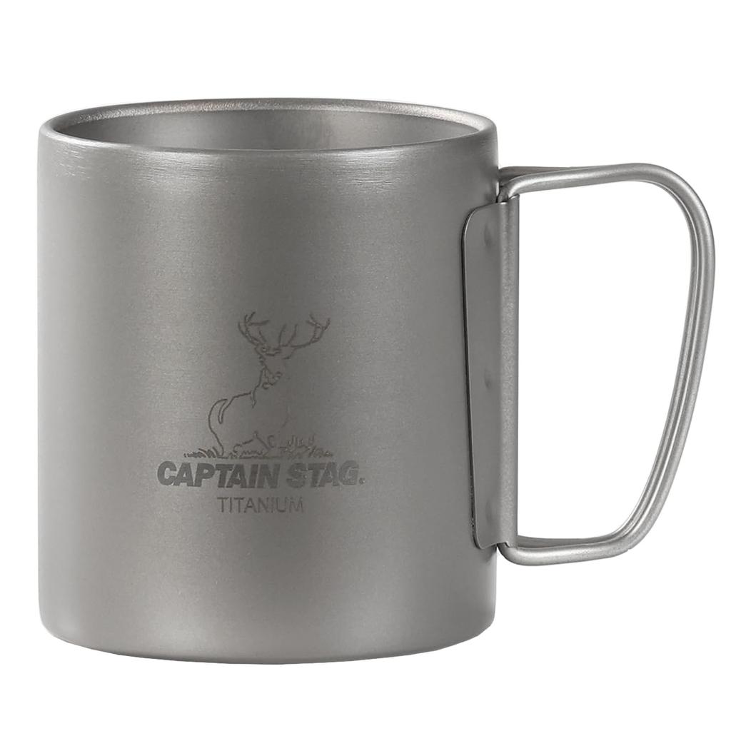 CAPTAIN STAG Outdoor Cup Mug Tumbler Double Mug 300ml Folding Handle Hollow Structure Lightweight Titanium Made In Japan Made In Tsubame-Sanjo UH-4505