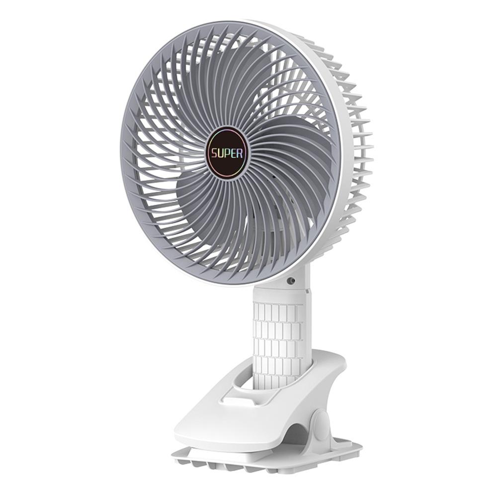 

Портативный USB-вентилятор для рабочего стола с зажимом, 1200 мАч, беспроводной электрический вентилятор с тремя скоростями, регулируемый офисный настольный вентилятор белый