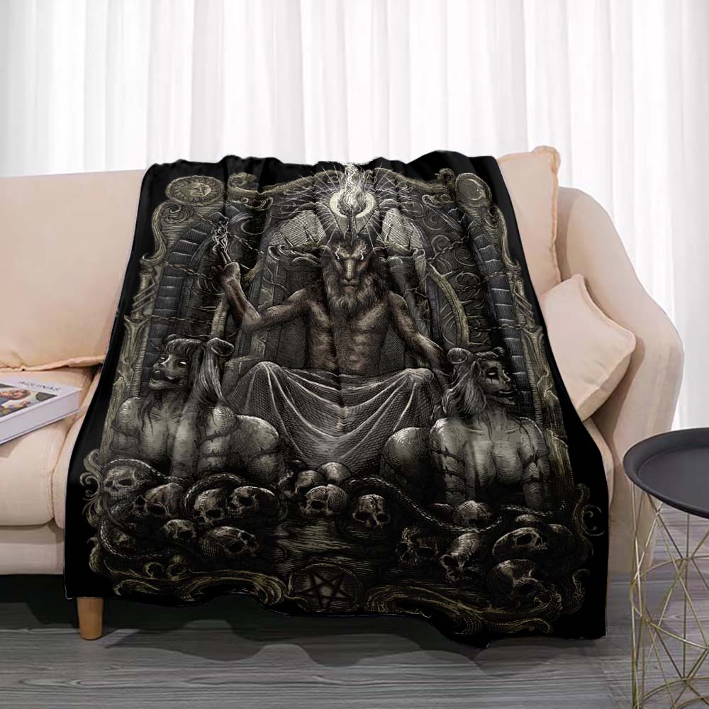 Satan Demon Evil Throw Blanket Bedspread Fleece Flannel Soft Warm Blankets Print Funny Birthday Gift Home Textiles Sofa Decor