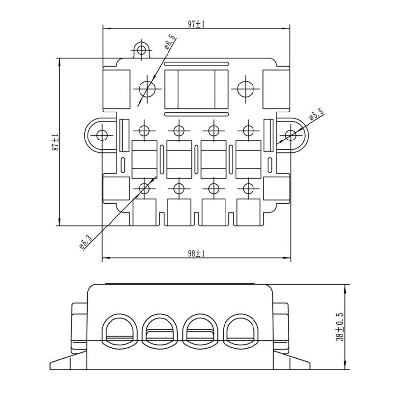 Sicherungskasten Stromverteilerblock mit Sammelschiene für Hochstromverteilung 12V 24V Automobil Marine Anwendungen