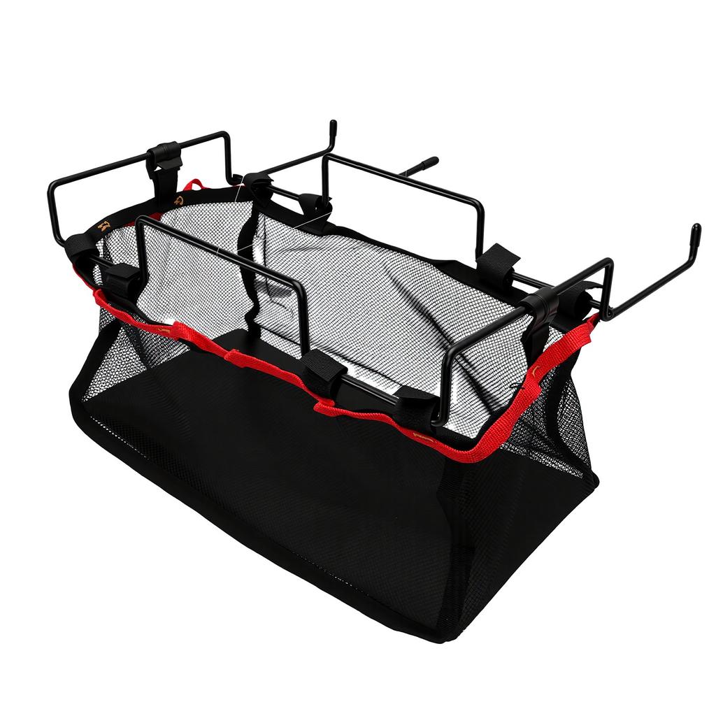 Camping Storage Net Bag with Sturdy Iron Frame Nylon Mesh for Outdoor Indoor Kitchen Table Hanging Rack S Size