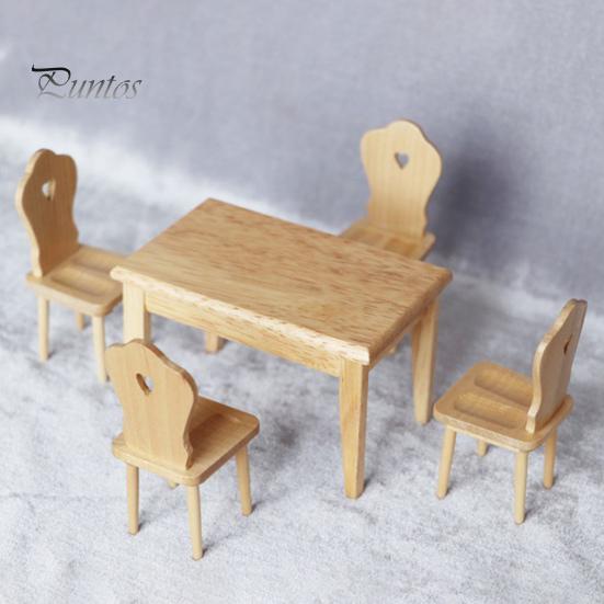 

5шт/набор 1/12 деревянный стул стол дома кухня столовая мини-декор игрушка кукла
