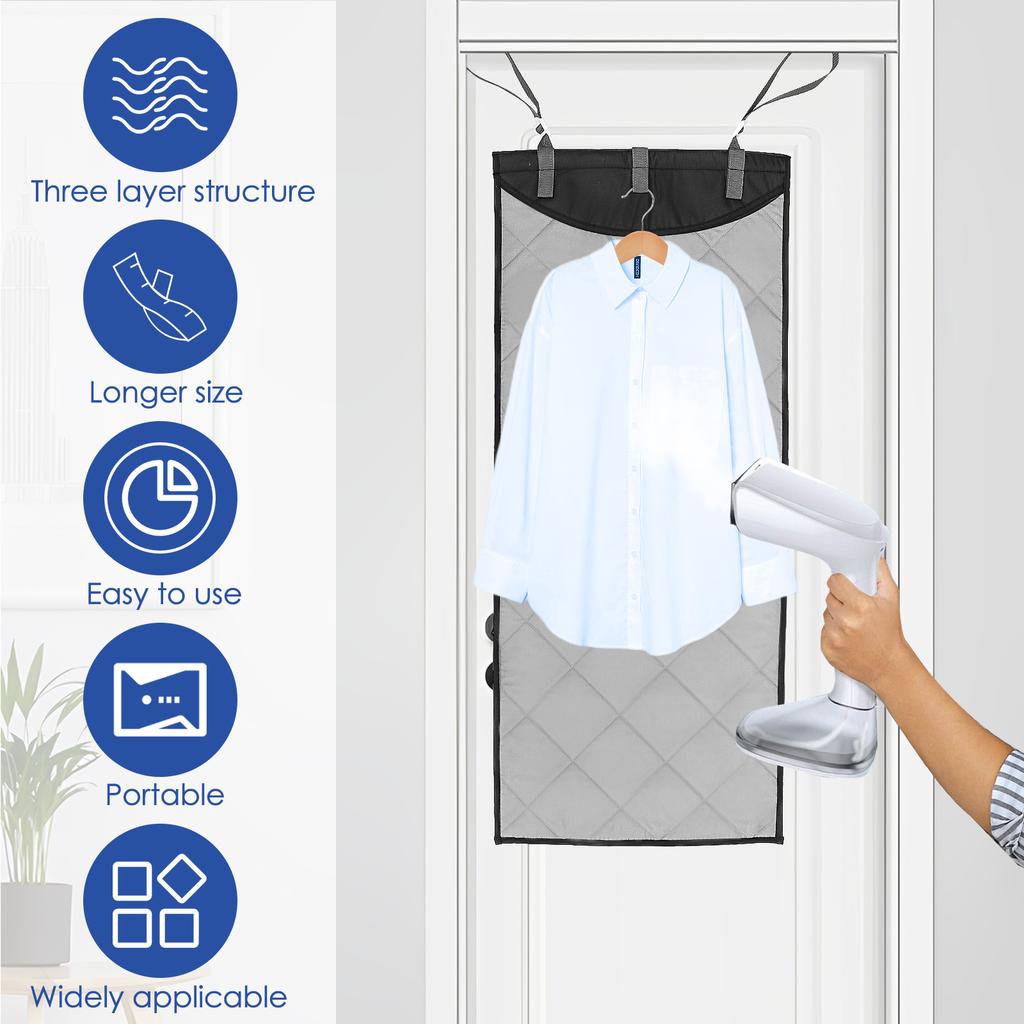 Over The Door Ironing Board with Heat Resistant Glove Vertical Clothes Steamer Pad Portable Travel Over Door Ironing Mat