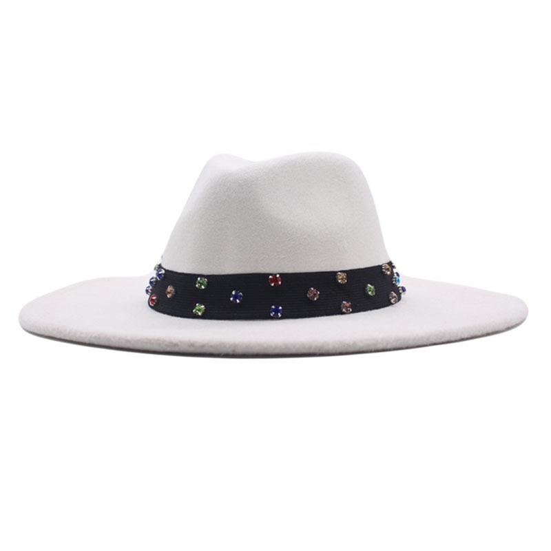 European and American New Felt Jazz Hat British Gentleman Woolen Colorful Diamond Ribbon Top Hat
