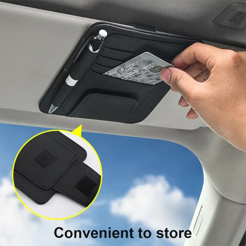 Car Sun Visor Organizer Multi-Pocket Auto Interior Accessories Pocket Organizer Car Document Storage Pouch Glasses Holder