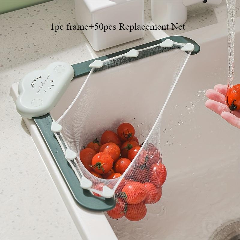 50pc Kitchen Sink Strainer Set,Triangle Draining Basket,Non-Food Contact Washing Mesh Filter,Hanging Storage Rack for Food Waste
