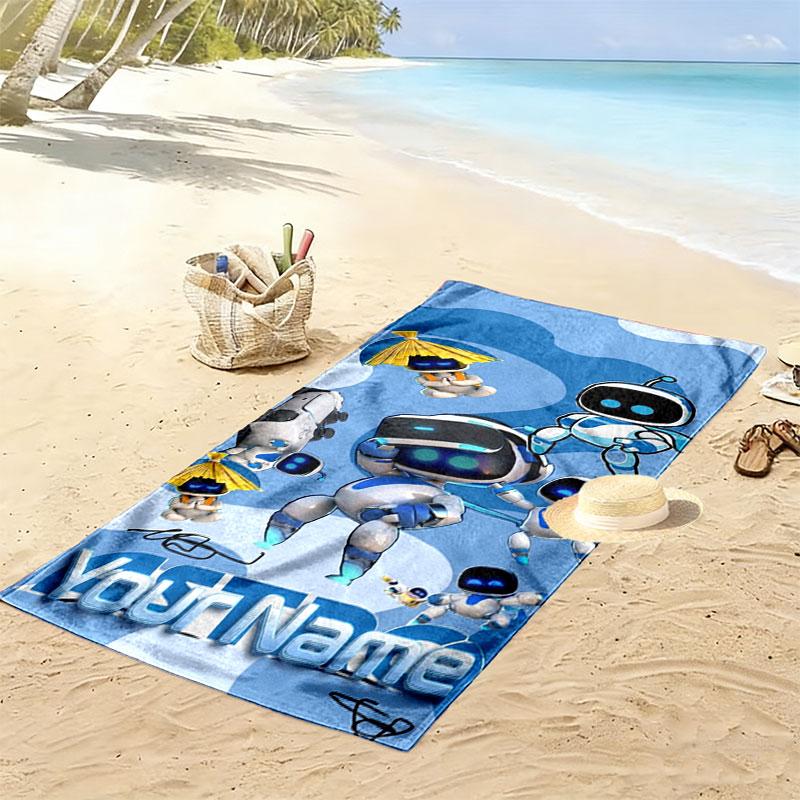 ASTRO BOT Custom Name Print Beach Towel, Large Soft Quick Dry Towel for Beach Camping Swimming