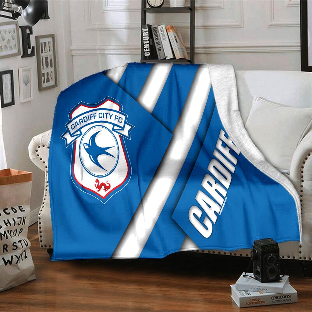 Cardiff Fc Crest Flannel Blanket, Soft Polyester, Modern Design, All-Season for Camping, Travel, Gifts for Holidays or Birthdays