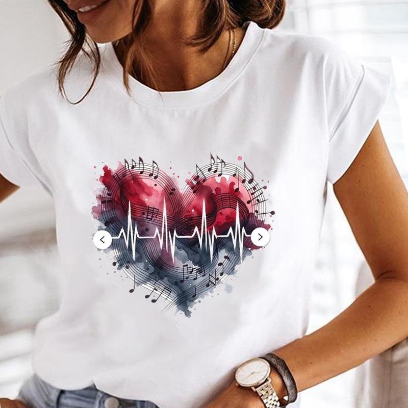 (Asian Size)  Tee Top Short Sleeve T Shirt Flower Sweet 90s Cute Women Clothing Casual Fashion Print Lady Female Graphic T-shirts