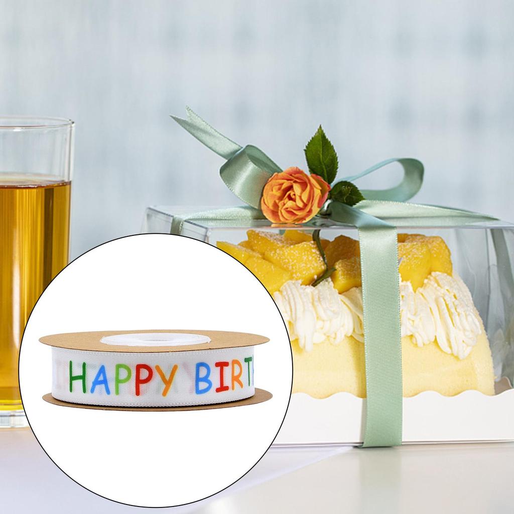 Happy Birthday Printed Ribbon Multicolor Letter Roll Gift Wrapping for Party Festival Decor