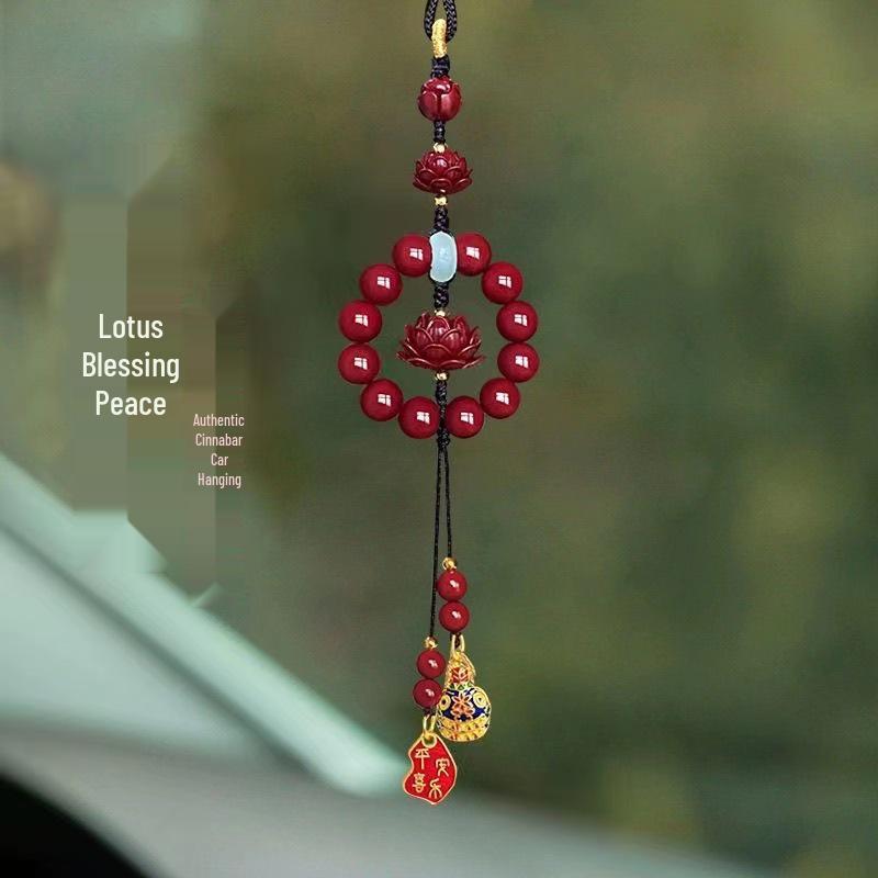 Cynoberowy Lotos Wisiorek na Lusterko Wsteczne - Czerwona Ozdoba Samochodowa na Nowy Rok