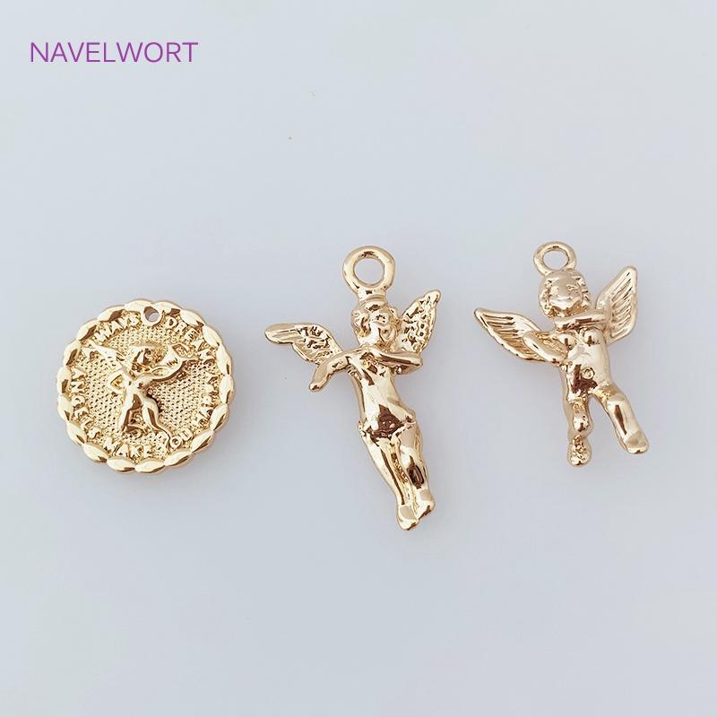 18K Gold Plated Brass Metal Lovely Angel Fairy shaped Charms Pendants Findings For DIY Jewelry Making Accessories