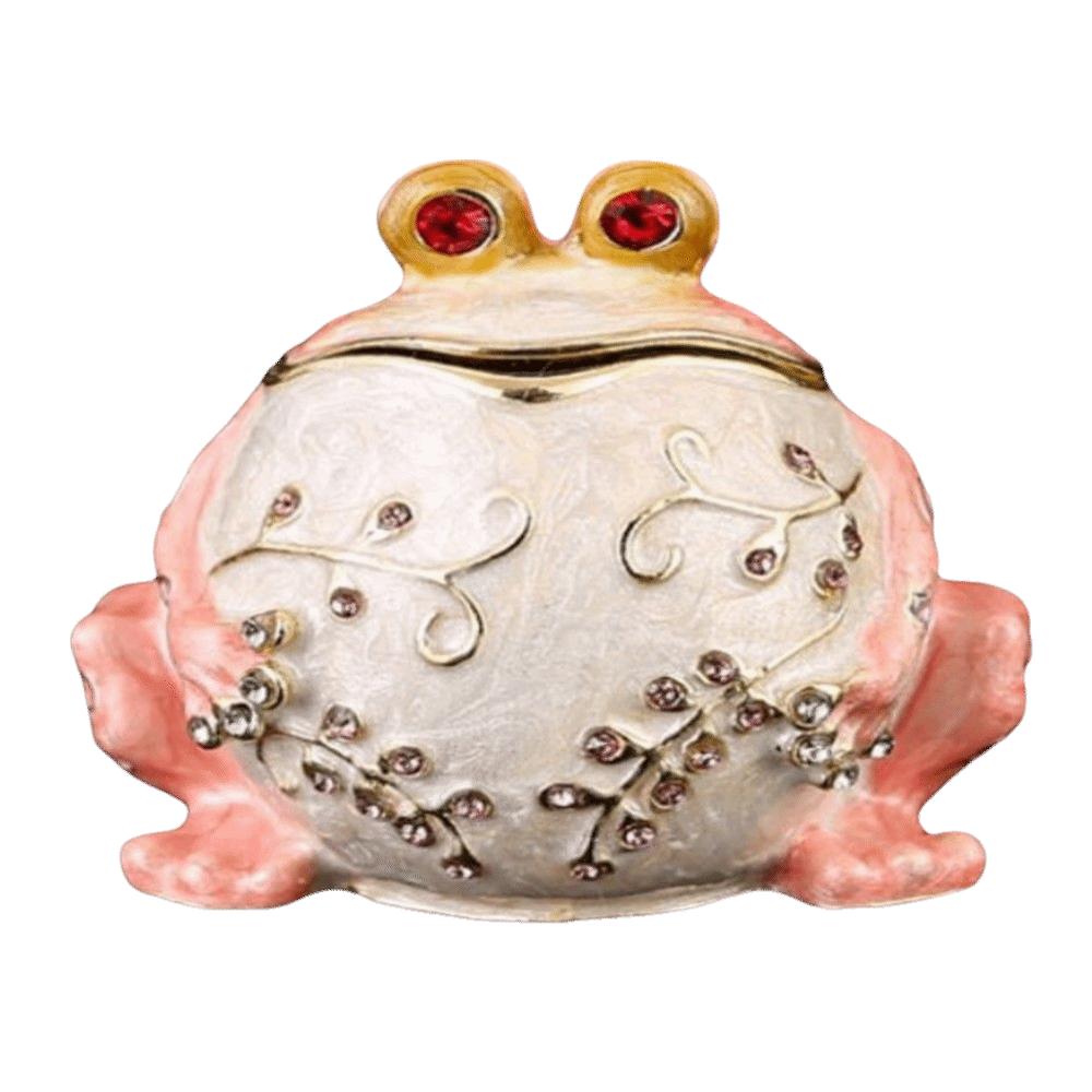 Inlaid Rhinestones Animal Figurine Trinket Box Hinged Jewelry Box Home Desktop Decoration