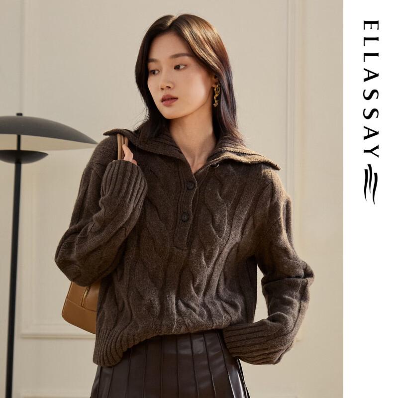 

ELLASSAY Women s 2025 Autumn Merino Wool Cable Knit Sweater EWB363M02100 S