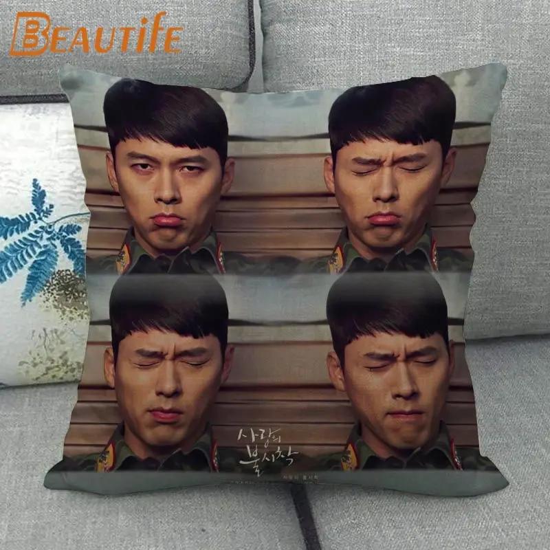 Custom Crash Landing On You Hyun Bin KPOP Pillowcase 45X45cm Wedding Decorative Eco-Friendly Cotton Linen Fabric Pillow Case