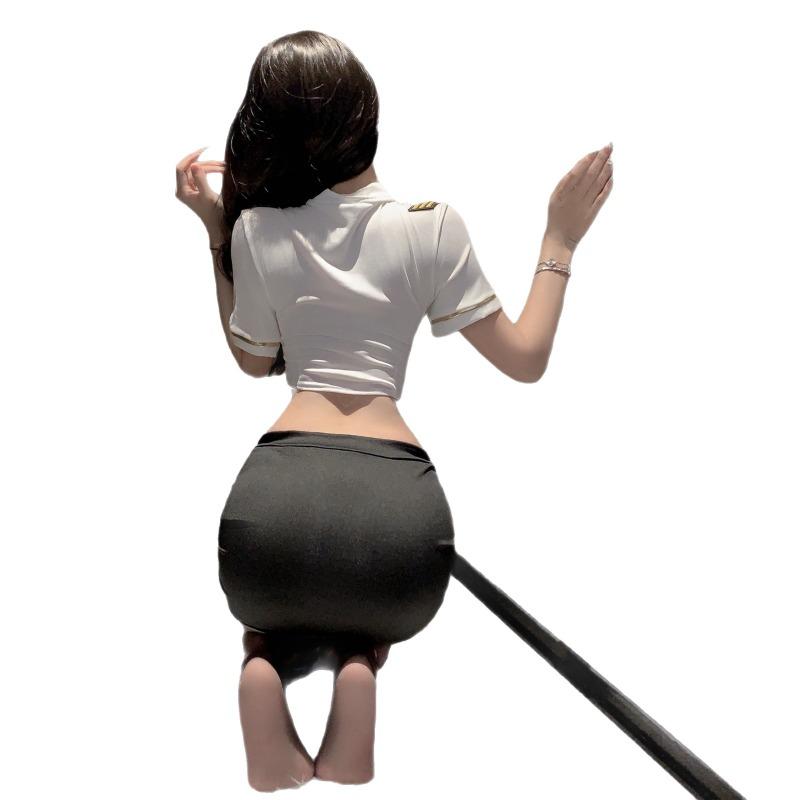 Sexy lingerie sexy lace seduction tight hip skirt hot stewardess showing breasts instructor playing uniform hot girl