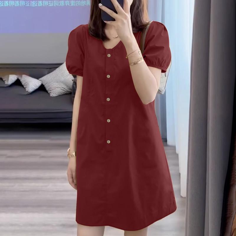 

ZANZEA Женское повседневное летнее платье с коротким рукавом и V-образным вырезом 3XL вино красного