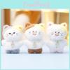 Brown Cat Soft Stuffed Animal Keyring With Short Plush For Home Office Accessory